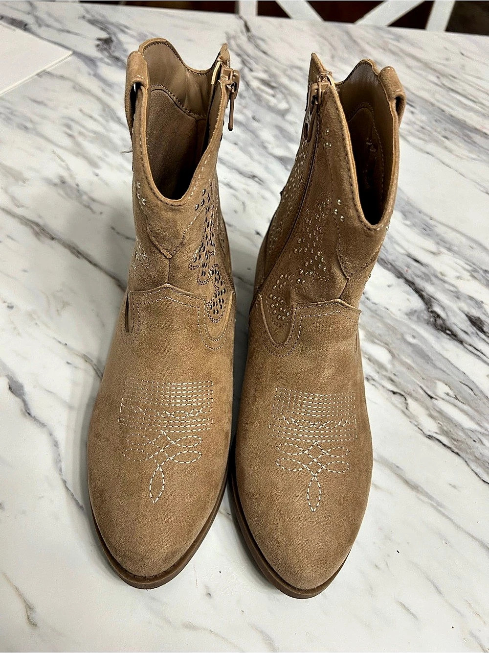 Embellished Brown Ankle Boots Like New